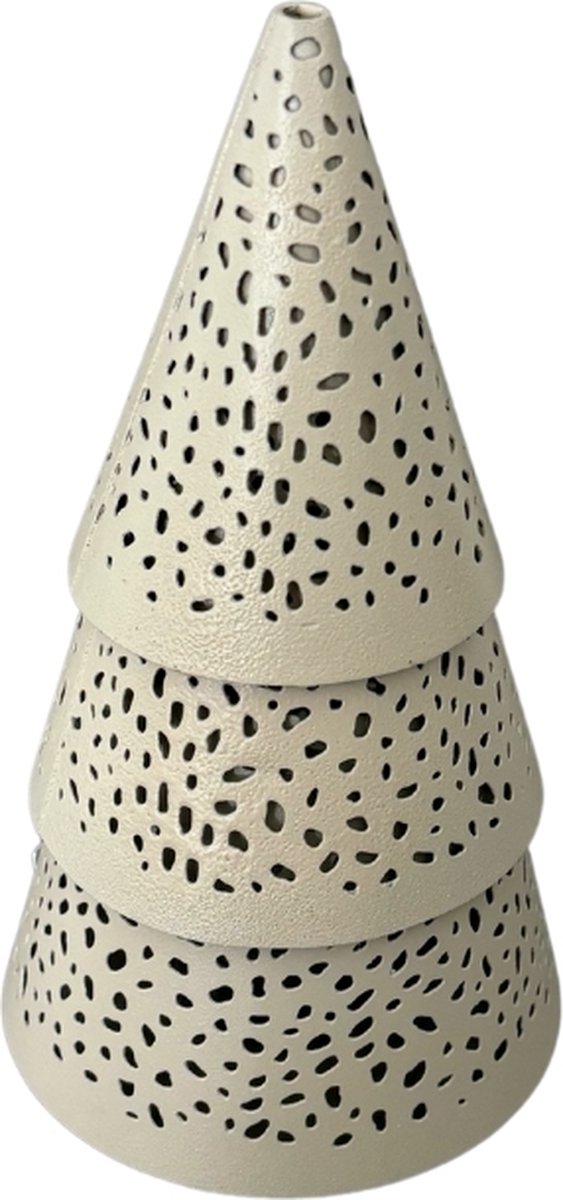 STILL - Kerstboom - Theelichthouder - Waxinelichthouder - Kerst - Ijzer - Beige - 20x11 cm