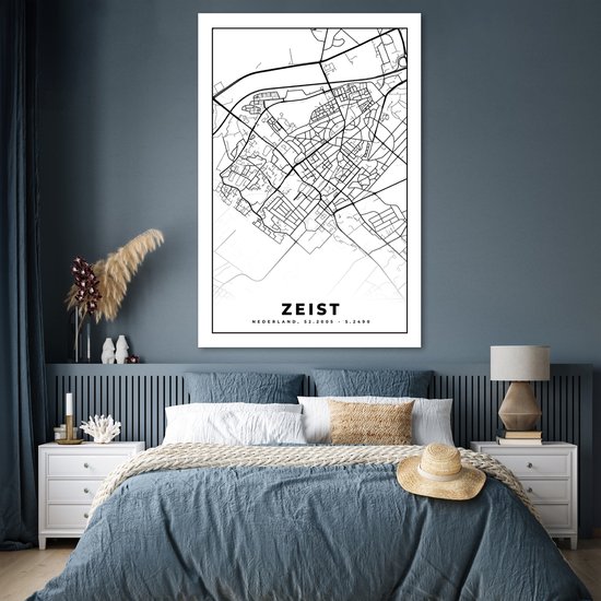 Poster Carte - Zeist - Zwart - Wit - 120x180 cm XXL