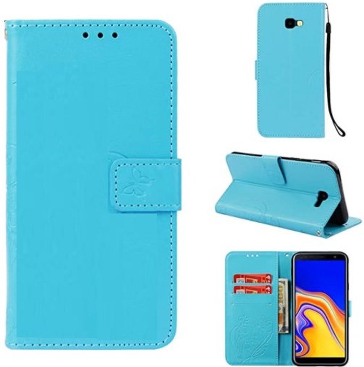 Samsung J4 Plus Hoesje Met Pasjeshouder Bookcase Turquoise