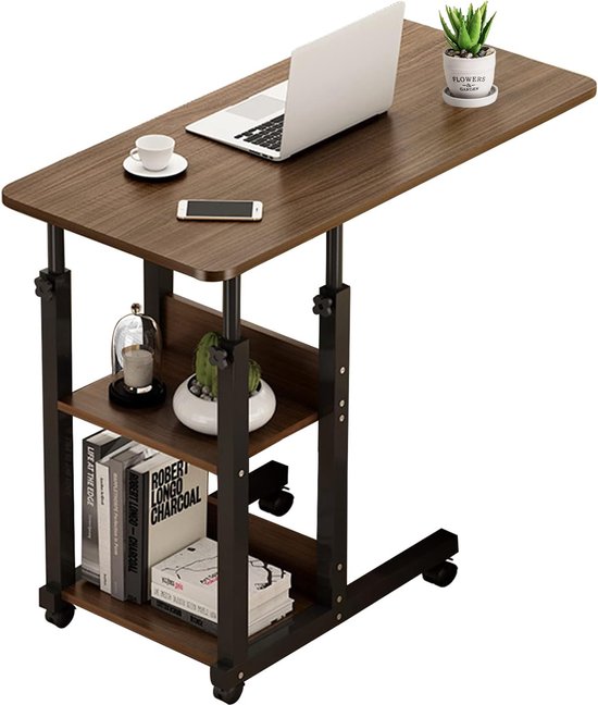 AYES Bijzettafel tillen 360° draaibare C-vormige bijzettafel - tv-dienblad tafel smalle bijzettafel laptop bureau voor woonkamer slaapkamer nachtkastje verpleegbank lezen studie snack thee koffie bank