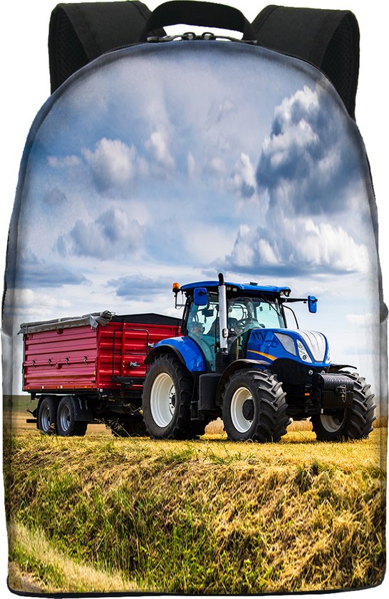 school rugtas blauwe trekker tractor new holland kleuter