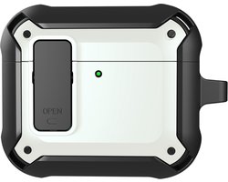 Telestore - Hoesje geschikte voor AirPods 4 - TPU hybride hoesje Beschermhoes - Shockproof AirPods 4 Cover - AirPods 4 Hoesje - Geschikt voor Apple Airpods 4 - wit - hard en TPU cover