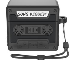 Telestore hoesje geschikt voor AirPods 4 soft case cover- retro cassettebandje bandje tape - TPU hoesje Beschermhoes - AirPods 4 Cover - AirPods 4 hoesje - Geschikt voor Apple Airpods 4 - gel hoesje - zwart