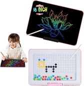 Bol.com 2 IN 1- LCD Tekentablet Kinderen & Magnetisch Tekenbord- "Roze" 16 inch -ultradun en draagbaar- Kleurenscherm - lcd schr... aanbieding