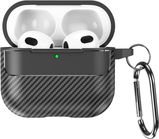 Telestore - Coque adaptée aux AirPods 4 - Coque TPU noir carbone Housse de protection - Housse AirPods 4 antichoc - Coque AirPods 4 - Convient aux Apple Airpods 4 - noir - coque TPU carbone