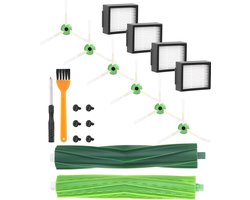 reserveonderdelen geschikt voor iRobot Roomba E & I serie, accessoires geschikt voor E5 E6 i7 i7+ i3 i3+ i4 i4+ i6 i6+,reserveonderdelen 1 paar multivloerborstel, 4 filters, 6 zijborstels
