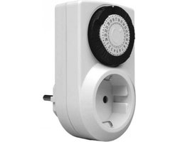 Pro-Max Schakelklok - Eenvoudig - Automatisch - 24 Uurs - 3500 Watt - Wit Tijdschakelaar 24-uursprogramma Mechanische Timer Stopcontact -Analoge Timer-Aansluiting-Dagelijkse Aan/Uit-Cyclus-Verlichting Lampen ( GESCHIK VOOR NEDERLAND )