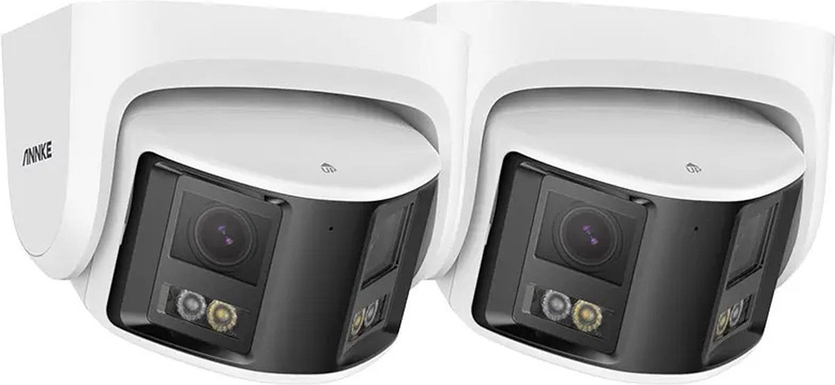 Beveiligingscamera - Beveiligingscamera's voor binnen - Security - Beveiliging - 2 Camera's - Bewakingscamera voor buiten - Outdoor - IP camera - 4K - 180 graden - 8MP - Dual lens - Wit