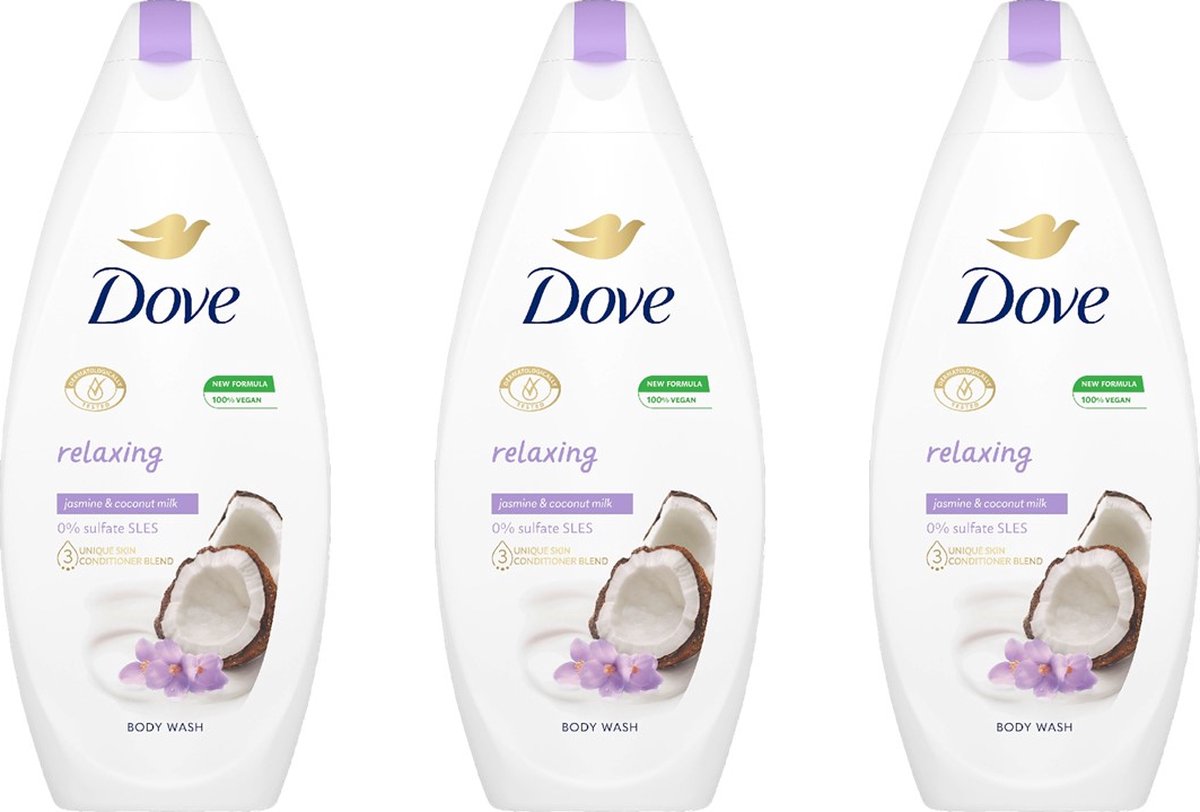 Goedkoopste Dove Douchegel - Relaxing Coconut & Jasmijn - 3 x 225 ml