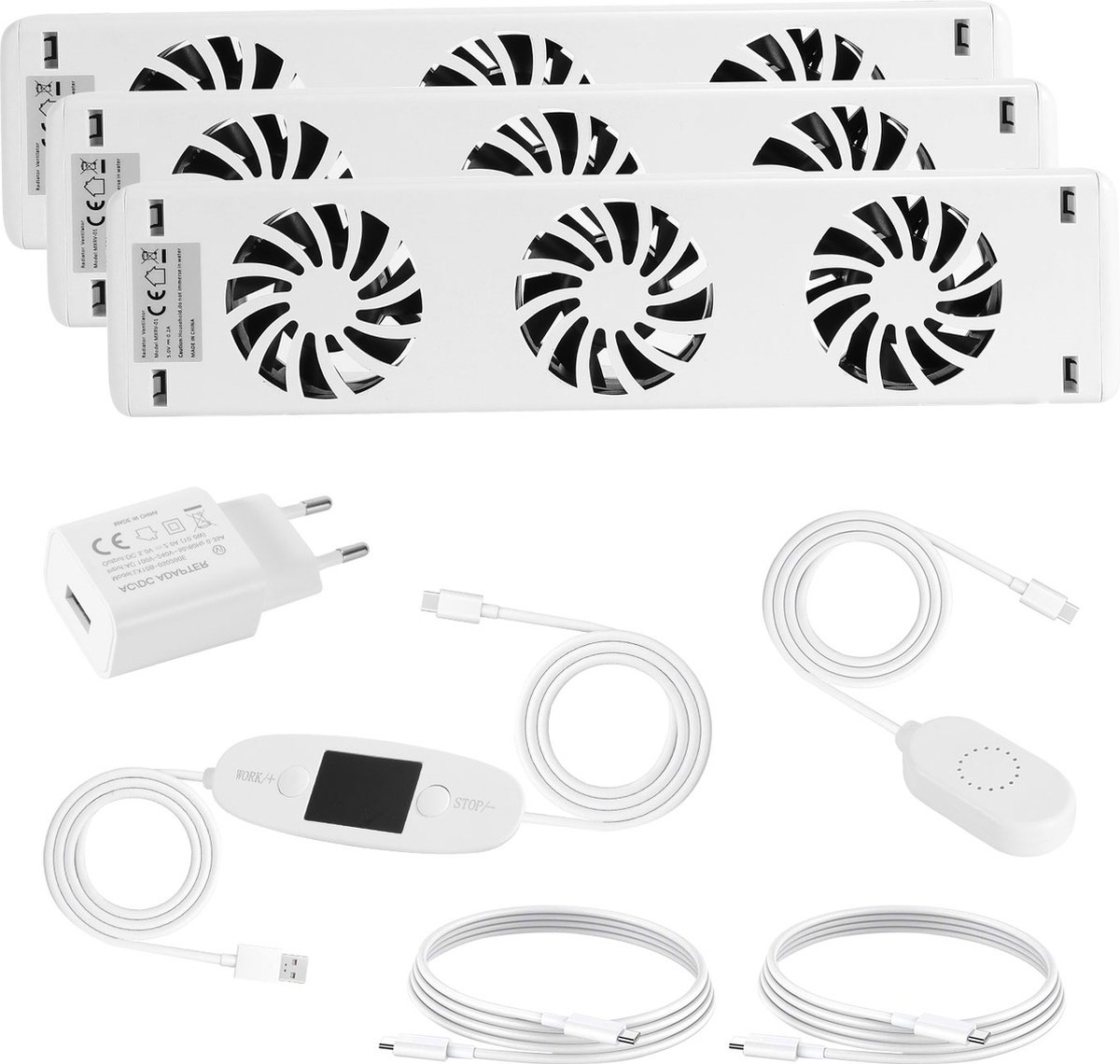 Radiator Ventilator Stille Ventilator voor Radiatoren - Universele Magnetische Aansluiting Trio set