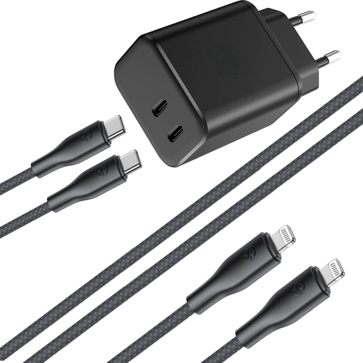 Usb C Oplader 2 Poorten - Usb kabel geschikt voor iPhone 14 - Oplader geschikt voor iPhone - Snellader geschikt voor iPhone - 35w usb C Adapter