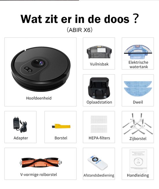 SteeFly® ABIR X6 Robotstofzuiger - 6000Pa zuigkracht - Desinfecterend dweilen - Kaartgeheugen - Met Alexa & Google Home