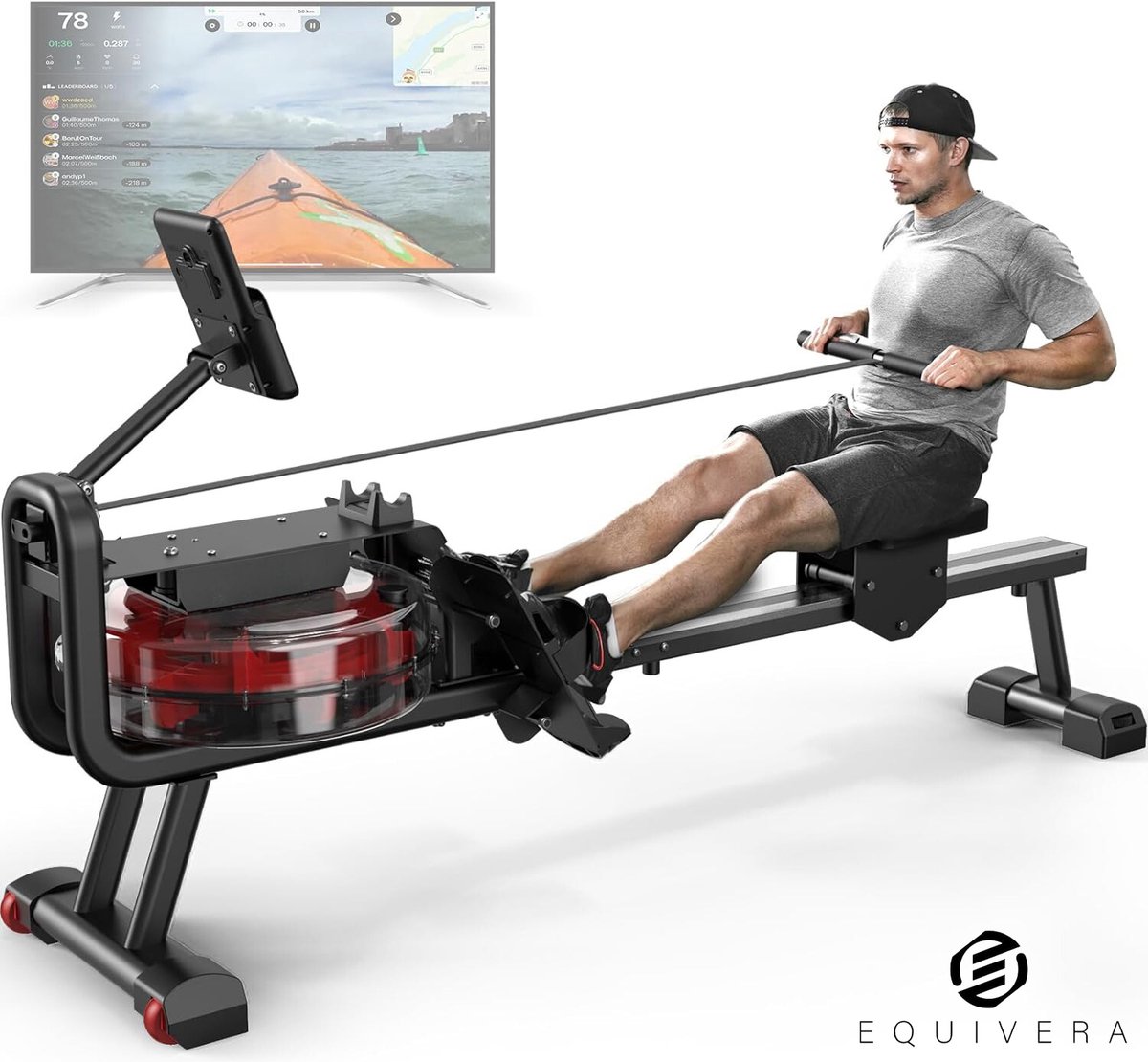 Afbeelding 2 van Equivera Roeimachine - Roei Apparaat - Roeimachine voor Thuis - Roeien - Fitness Machine