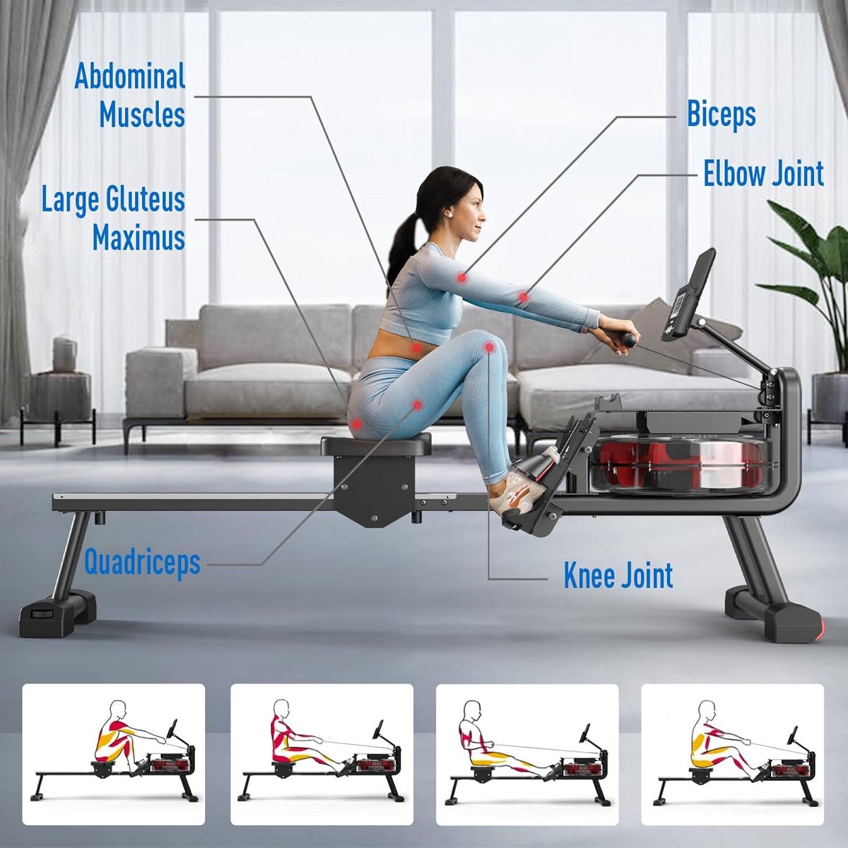 Equivera Roeimachine - Roei Apparaat - Roeimachine voor Thuis - Roeien - Fitness Machine