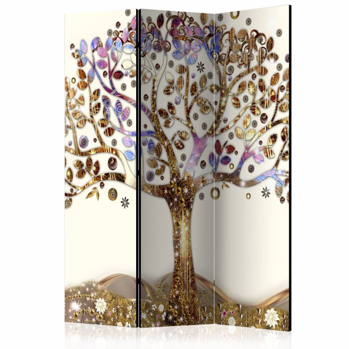Vouwscherm / Kamerscherm - Gouden boom 135x172cm, gemonteerd geleverd dubbelzijdig geprint