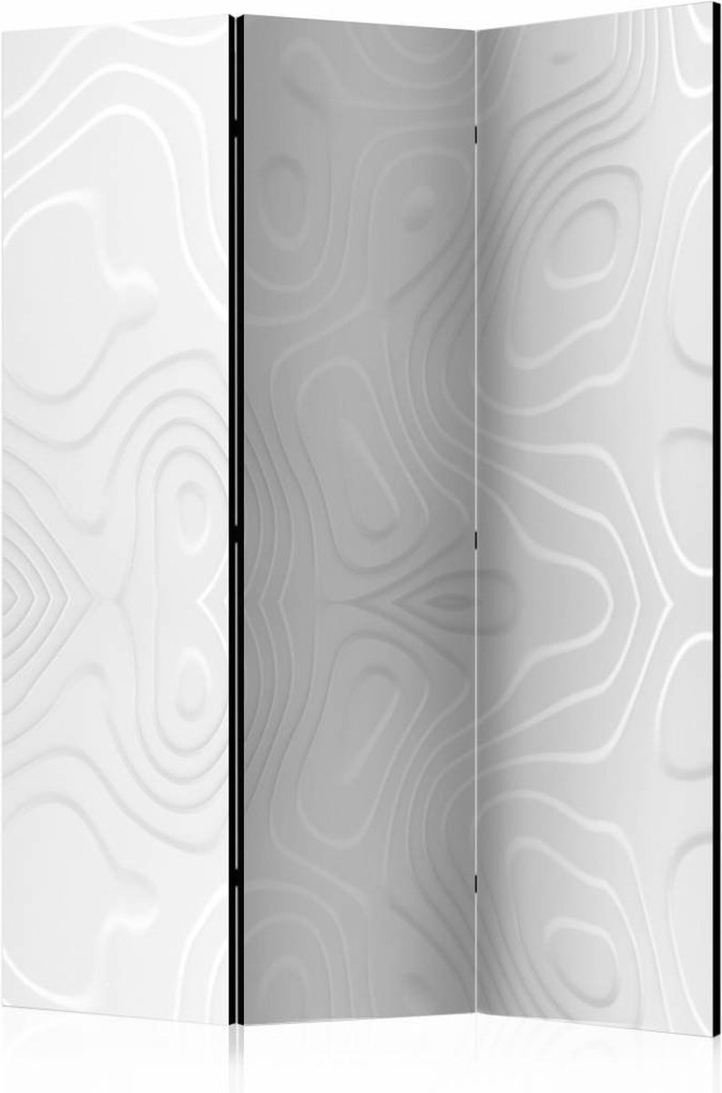 Vouwscherm / Kamerscherm - Witte golven 135x172cm, gemonteerd geleverd, dubbelzijdig geprint