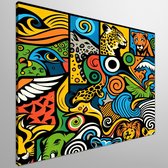 Pop art dieren schilderij | Dierenpracht in levendige pop art, een kunstwerk vol leven | Kunst - 100x100 centimeter op Canvas | Foto op Canvas