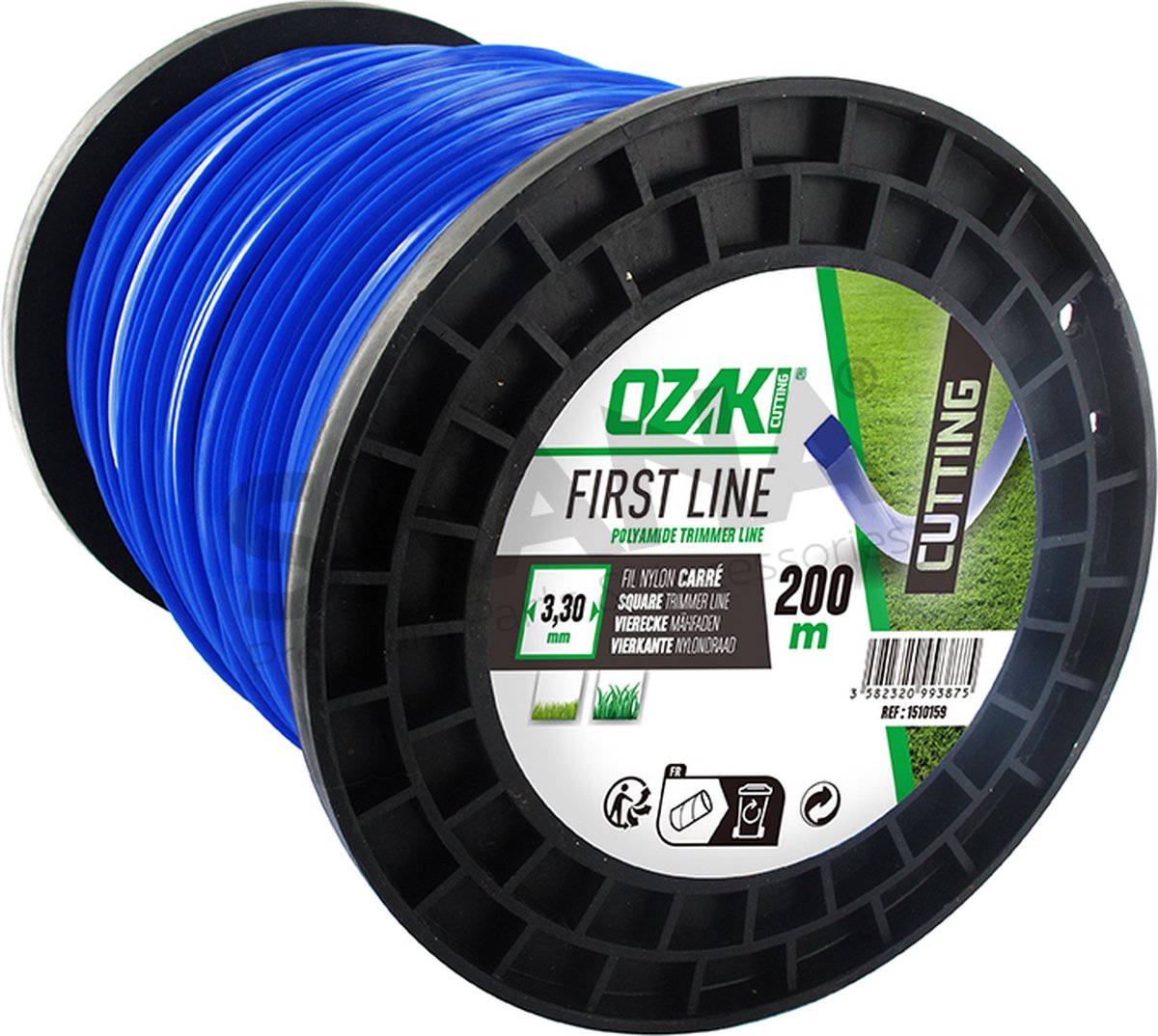 Rol vierkante nylondraad OZAKI - Lengte: 200 m, Ø: 3,30mm