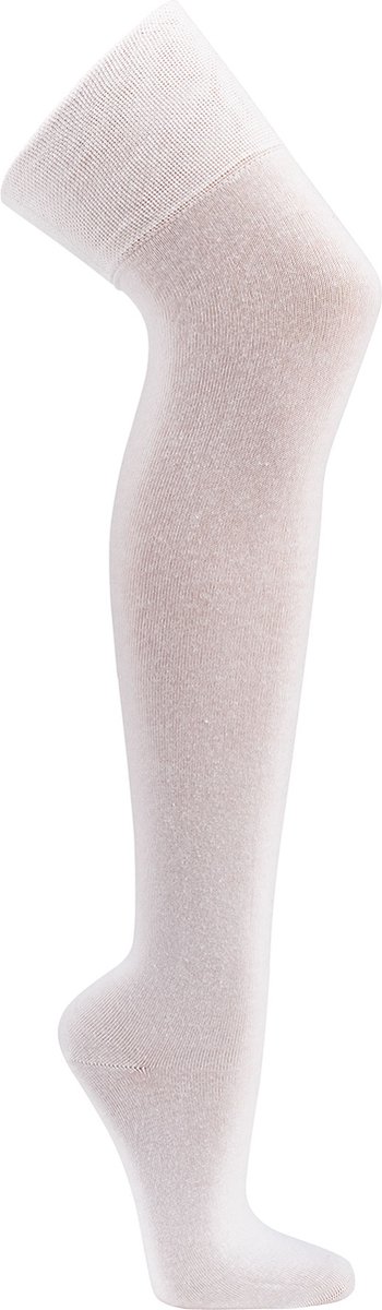 Katoen over de knie kous – 78% katoen – wit – 2 paar – one size fits all (36-42)