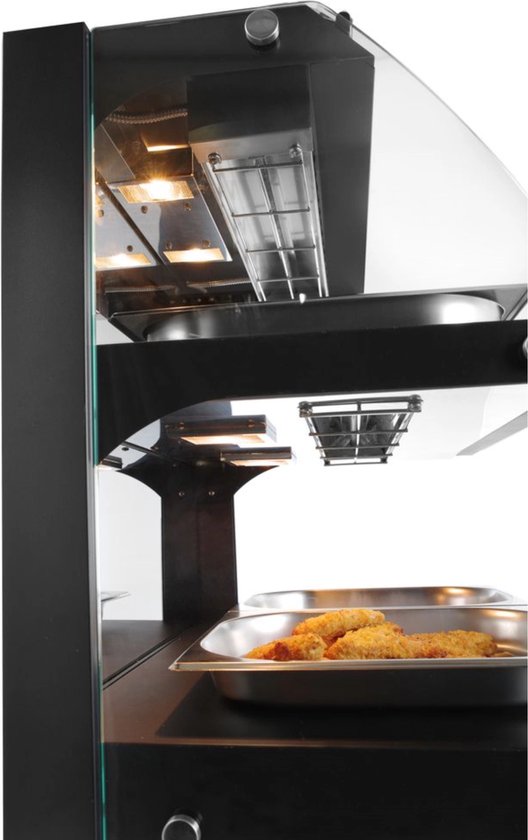 HENDI Warmhoudvitrine - Tweelaags - Kwarts Verwarming - 650x485x630 mm - RVS & Gehard Glas — afbeelding 5