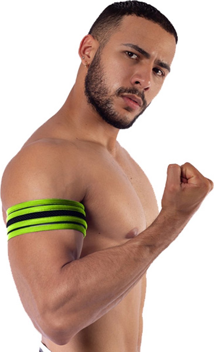 Mister B Neoprene Biceps Band Zwart Neon Groen - Medium
