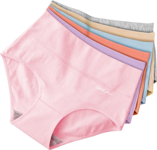 Qincao Sous-vêtements pour femme – Taille haute – Taille XXL – Doux – Respirant – Extensible