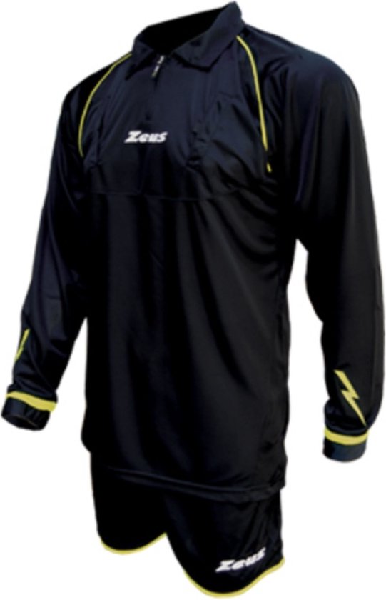 Scheidsrechters tenue compleet met sokken, Zeus, KIT ARBITRO, Zwart/Fluo Geel, maat L