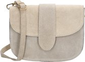 Charm London Anna Schoudertas - Crossbody - Suede - Leer - Leren Dames Tas - Zand