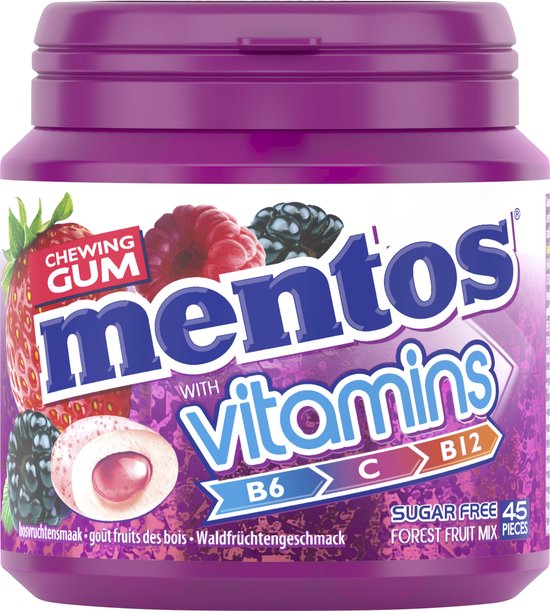 Foto: Mentos gum vitamins forest fruit suikervrij 8x45stuks