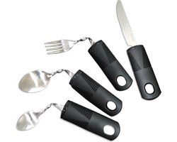 Buigbestek - Aangepast bestek - 4-delig - Verdikt bestek - Ergonomisch bestek - Ouderen - Parkinson - Aangepast eten