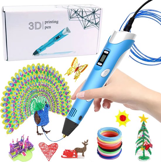 Foto: Enzoda 3d pen 3d pen starterspakket blauw roze 3d pen scribbler tekenset met vullingen en meer nieuwste model