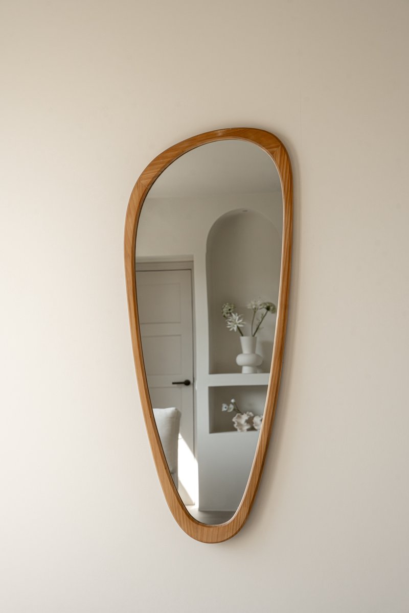 Indore Home Spiegel - organische vorm - asymmetrisch - wandspiegel - 120cm - Hout