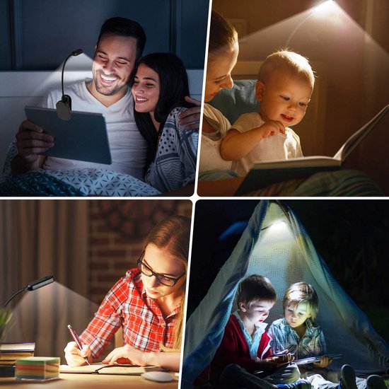 TKtrading LED Leeslampje voor Boeken - USB-C Oplaadbaar - Draadloos & Verstelbaar - Flexibele Zwanenhals LED Leeslamp met Klem - Compact en Handig voor Thuis, Reizen en Bed - Zwart — afbeelding 3