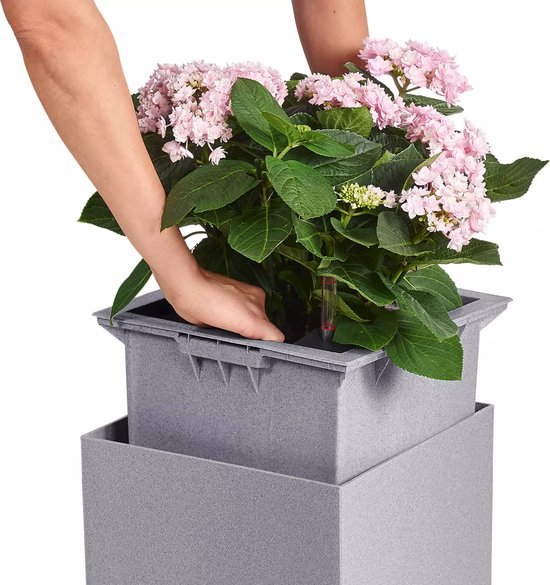 LECHUZA CANTO Stone 30 LED hoog grafietzwart 13612