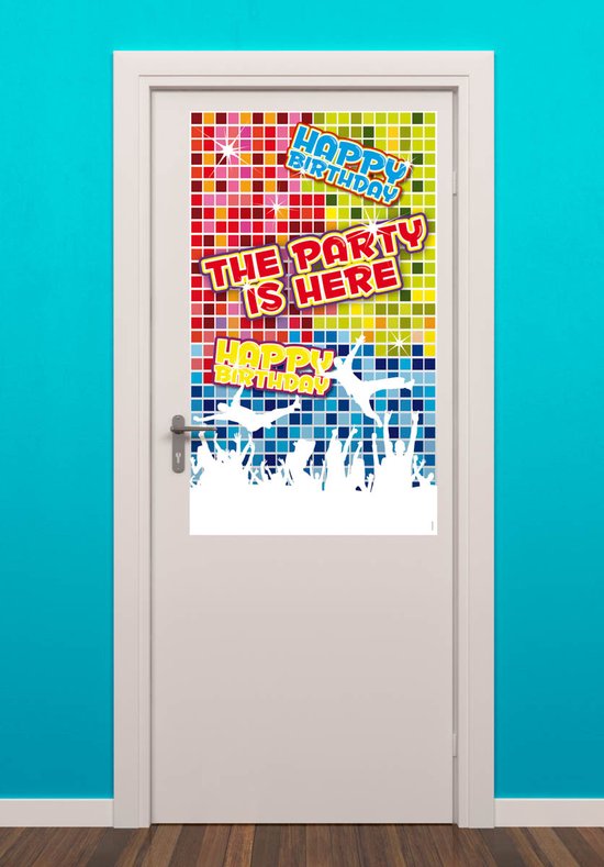 Deurposter The Party is Here! Birthday Blocks