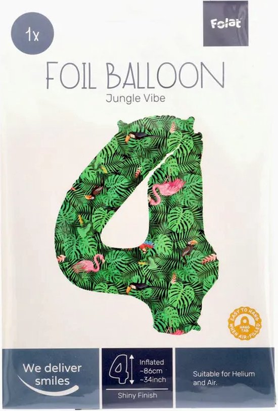 Luftballon aus Folie Zahl 1, Grün 100 cm, Folienballons inklusive