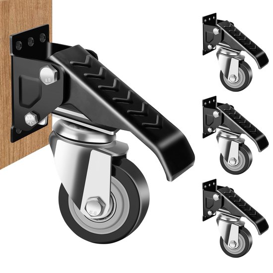 SPACEKEEPER Werkbank wielen kit 300KG - 4 zware intrekbare zwenkwielen ontworpen voor werkbanken, machines en tafels, installatie sjabloon inbegrepen