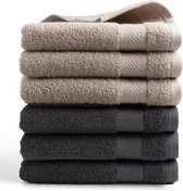 Bol.com DoubleDry Hotel Handdoeken 50 x 100 cm – Set van 6 – 100% Katoen 500 g/m2 – Zacht & Absorberend - 3x Beige Taupe + 3x An... aanbieding