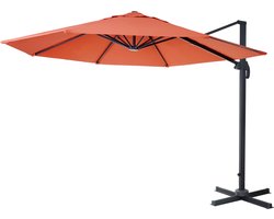 Zweefparasol MCW-A96, parasol, rond Ø 3m polyester aluminium/staal 23kg ~ terracotta zonder voet