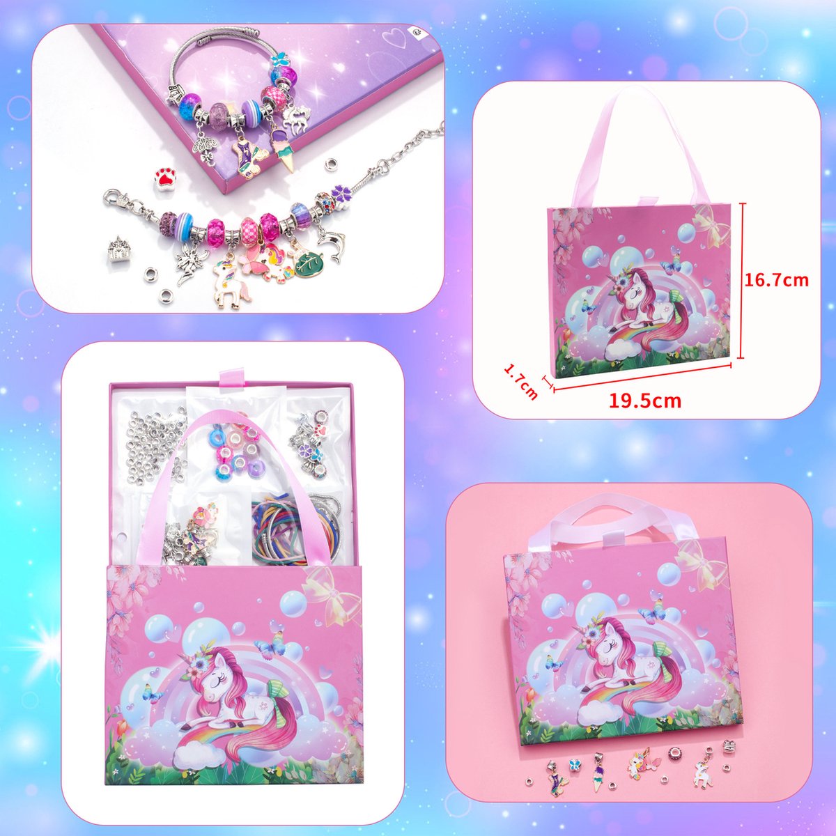 Sieradenset Meisje(128pcs) -DIY sieradendoos -Kettingen armbanden zelf maken - sieraden DIY knutselset voor kinderen - bedelarmbandkit doe-het-zelf kindersieraden, knutselen, kinderspeelgoed(5-12 jaar)-Roze — afbeelding 6