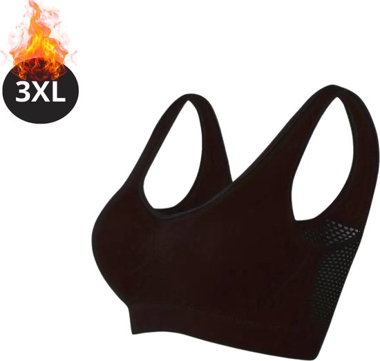 Nivard BH Sans Armatures - Sans Bracelets - Soutiens-gorge -Gorge Push -up - Soutien-Gorge Comfort - Confortable - Solide - Yoga - Plus Taille - Zwart - Taille 3XL