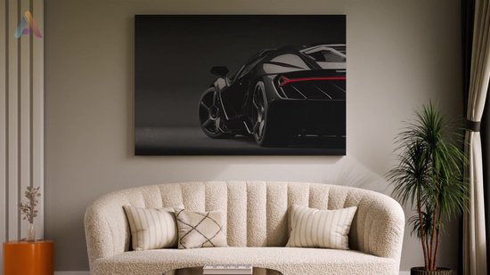 Artaza Peinture sur toile Voiture de sport noire - 120 x 80 - Groot - Photo sur toile - Impression sur toile