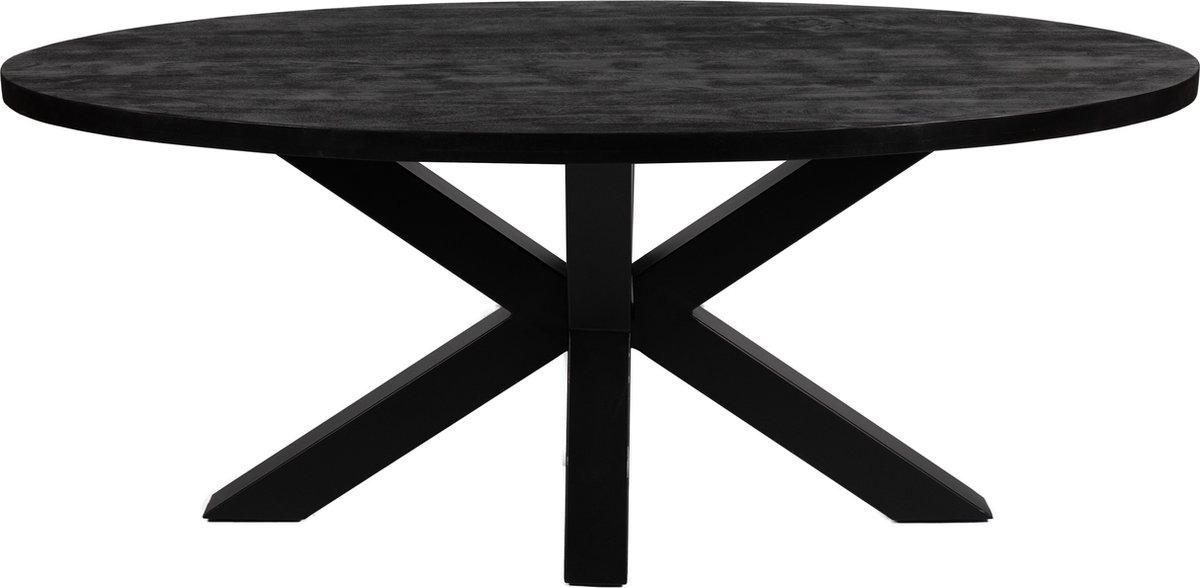 Ovale Eettafel - 190cm - Dik Frame - Zwart - Mangohout