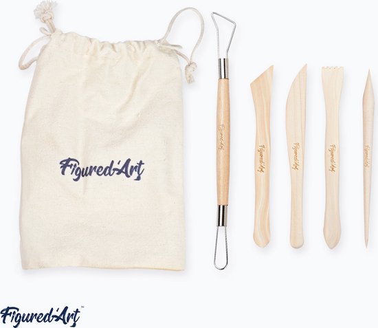 Set de poterie Art Figured' pour Adultes avec Argile auto-durcissante Premium , 2 kg, sans four pour débutants, séchage à l'air. 100 % prêt à l'emploi avec Outils, Peinture, Pinceaux, vernis et Manuels.