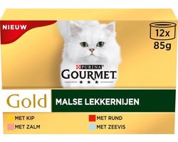 3x GOURMET Gold Malse Lekkernijen ( kip, rund, zalm en zeevis)