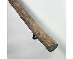 Trapleuning Boomstam - Kleur: Dark Oak – Lengte: 100 cm – Inclusief 2 zwarte leuninghouders