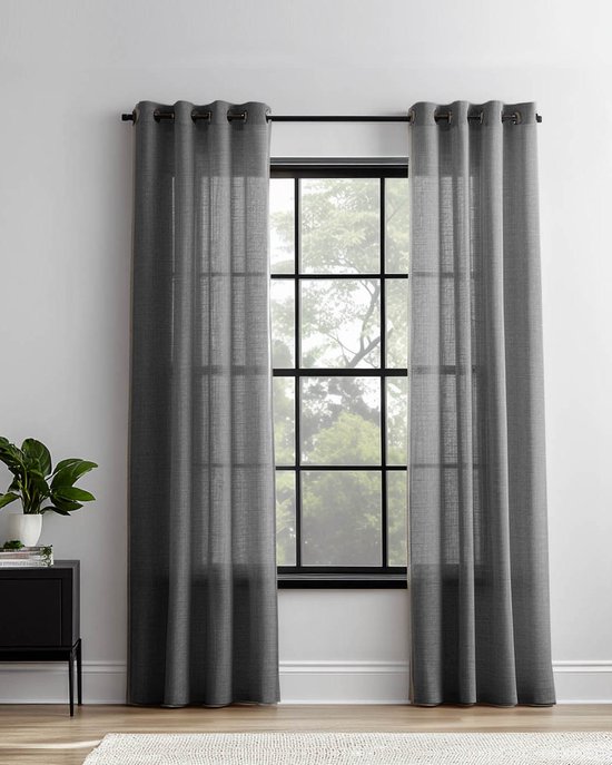 HOOMstyle kant en klaar gordijn met ringen Ivy - Inbetween - Geschikt voor gordijnroede - 140x270cm - Donkergrijs