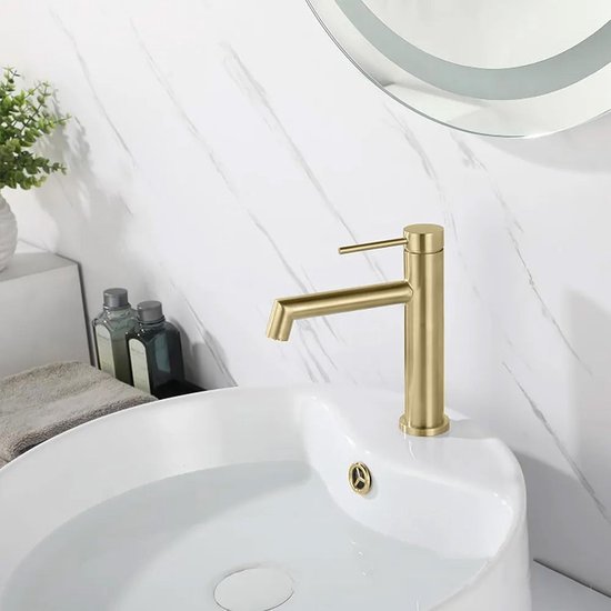 Rea Foss Gold Brush Low - Robinet pour lavabo - Or