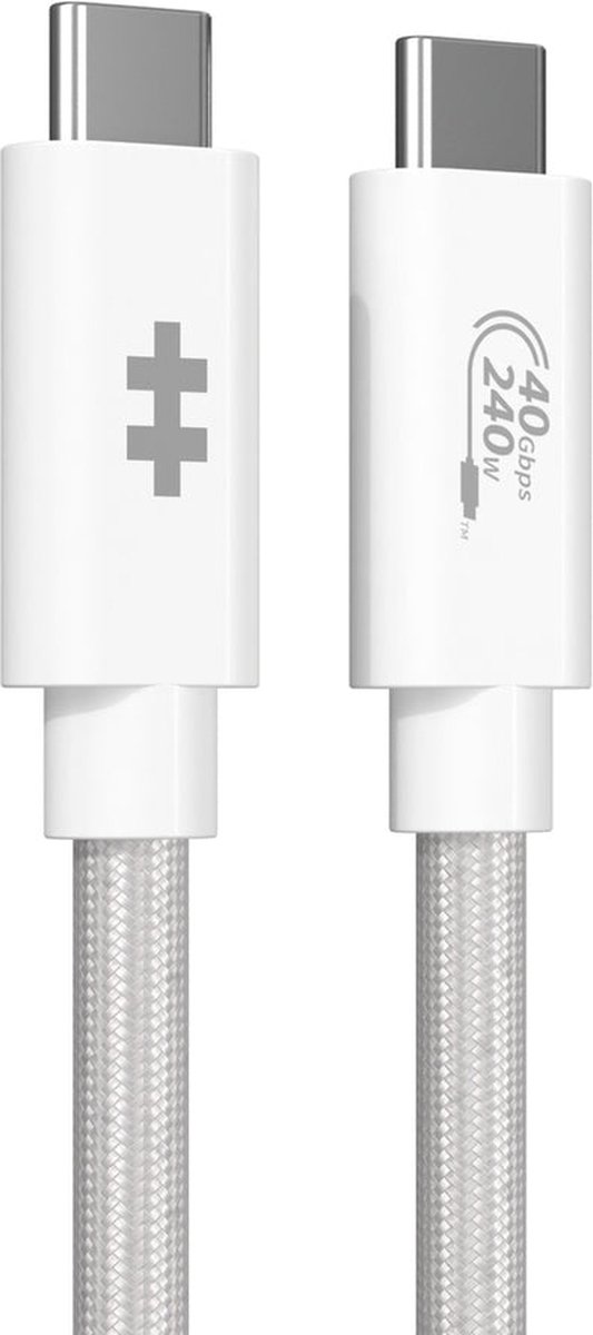 Hyper HyperDrive USB4 Performance Kabel (1.2m) – 40Gbps Gegevensoverdrachtssnelheid – 240W Oplaadkracht – 8K@60Hz Videoresolutie - Wit