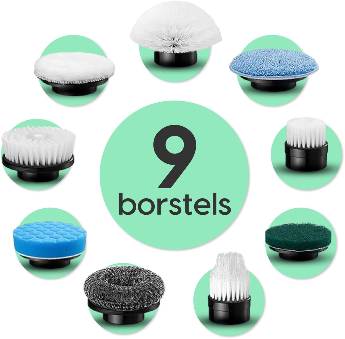 Goedkoopste Dalions® Elektrische Schoonmaakborstel - Scrubmaster x9 navulling set - 9 borstel opzetstukken
